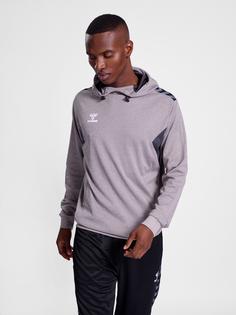 Rückansicht von hummel hmlAUTHENTIC PL HOODIE Hoodie Herren GREY MELANGE