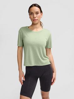Rückansicht von hummel hmlMT LIGHT BURNOUT T-SHIRT Funktionsshirt Damen SEAGRASS