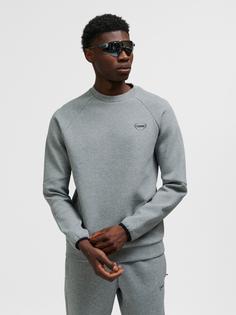 Rückansicht von hummel hmlTECH FLEECE REGULAR CREW Funktionssweatshirt GREY MELANGE