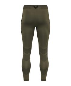 Rückansicht von hummel First Seamless Training Tight Thermounterhose Herren khaki