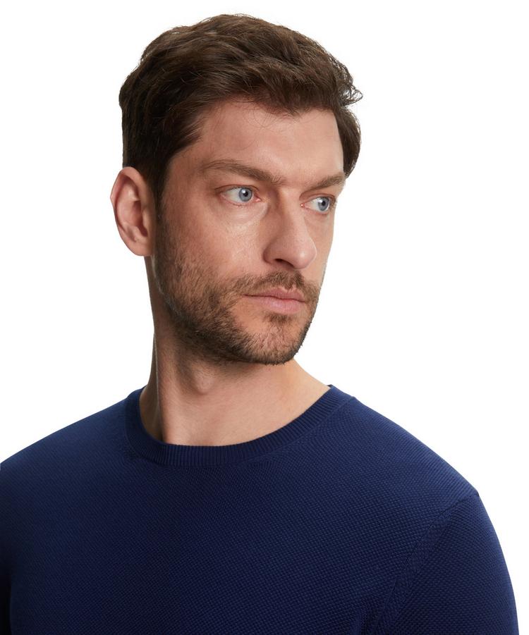 Falke Falke Crew Neck Cotton Piqu&eacute; Strickpullover Herren - night blue (6578) - 3 | SportScheck