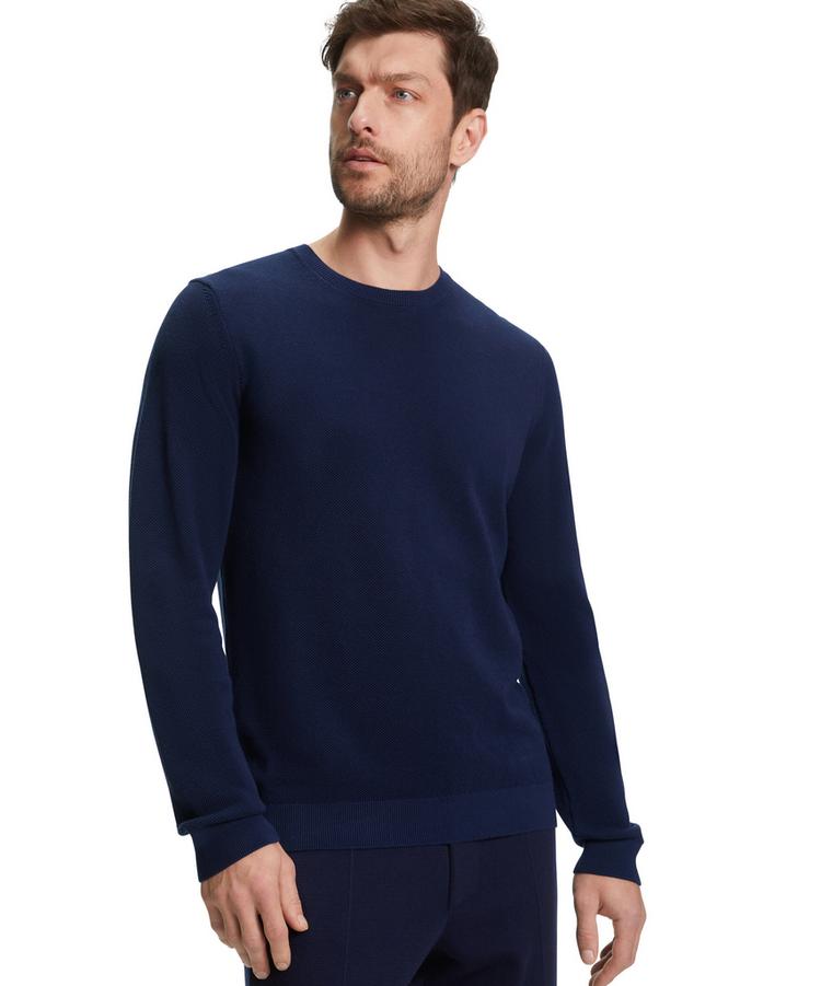 Falke Falke Crew Neck Cotton Piqu&eacute; Strickpullover Herren - night blue (6578) - 4 | SportScheck