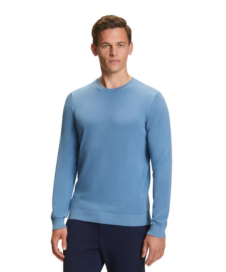 Falke Falke Crew Neck Cotton Piqu&eacute; Strickpullover Herren - azure (6280) - 0 | SportScheck