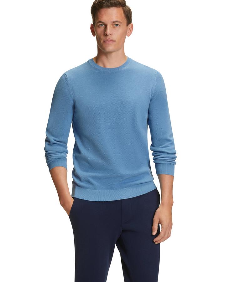 Falke Falke Crew Neck Cotton Piqu&eacute; Strickpullover Herren - azure (6280) - 3 | SportScheck