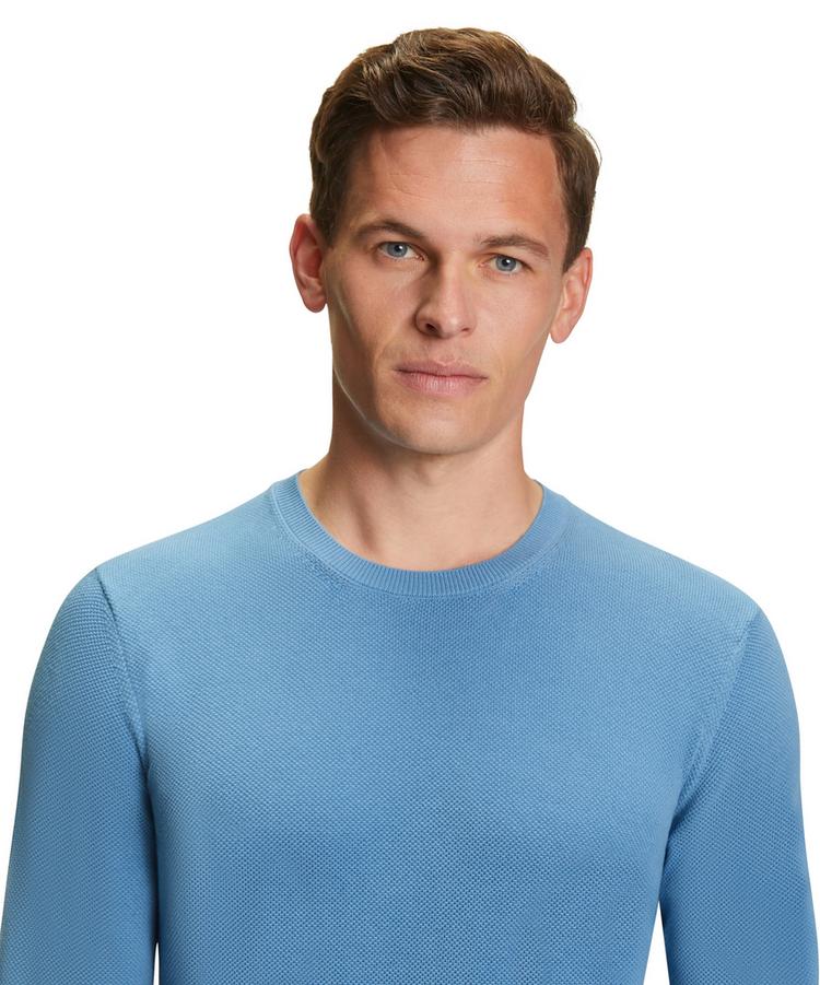Falke Falke Crew Neck Cotton Piqu&eacute; Strickpullover Herren - azure (6280) - 4 | SportScheck