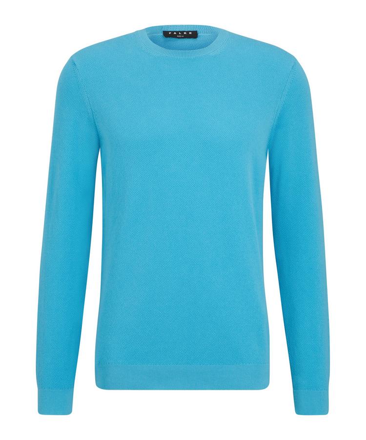 Falke Falke Crew Neck Cotton Piqu&eacute; Strickpullover Herren - azzurro (6894) - 0 | SportScheck