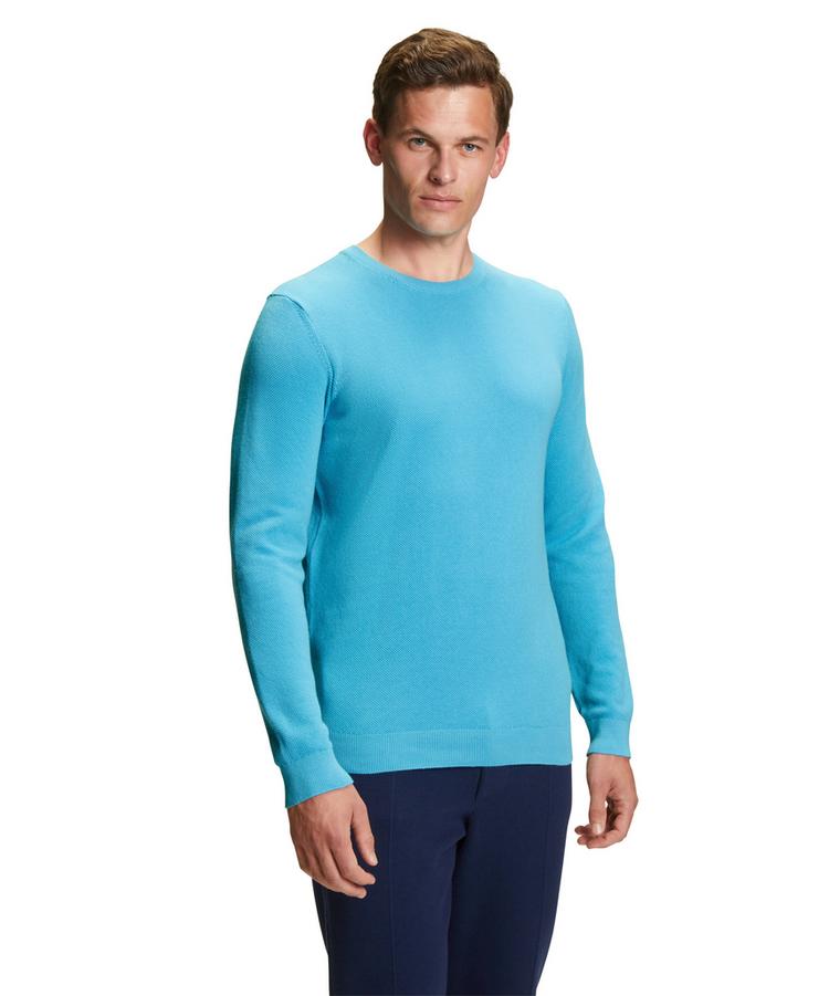 Falke Falke Crew Neck Cotton Piqu&eacute; Strickpullover Herren - azzurro (6894) - 0 | SportScheck