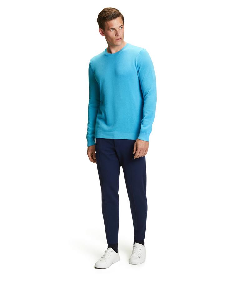 Falke Falke Crew Neck Cotton Piqu&eacute; Strickpullover Herren - azzurro (6894) - 1 | SportScheck