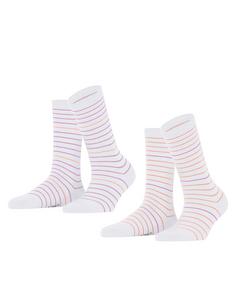 ESPRIT Fine Stripe  2-Pack Freizeitsocken Damen white (2000)