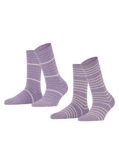 ESPRIT Fine Stripe  2-Pack Freizeitsocken Damen Mauve (6904)