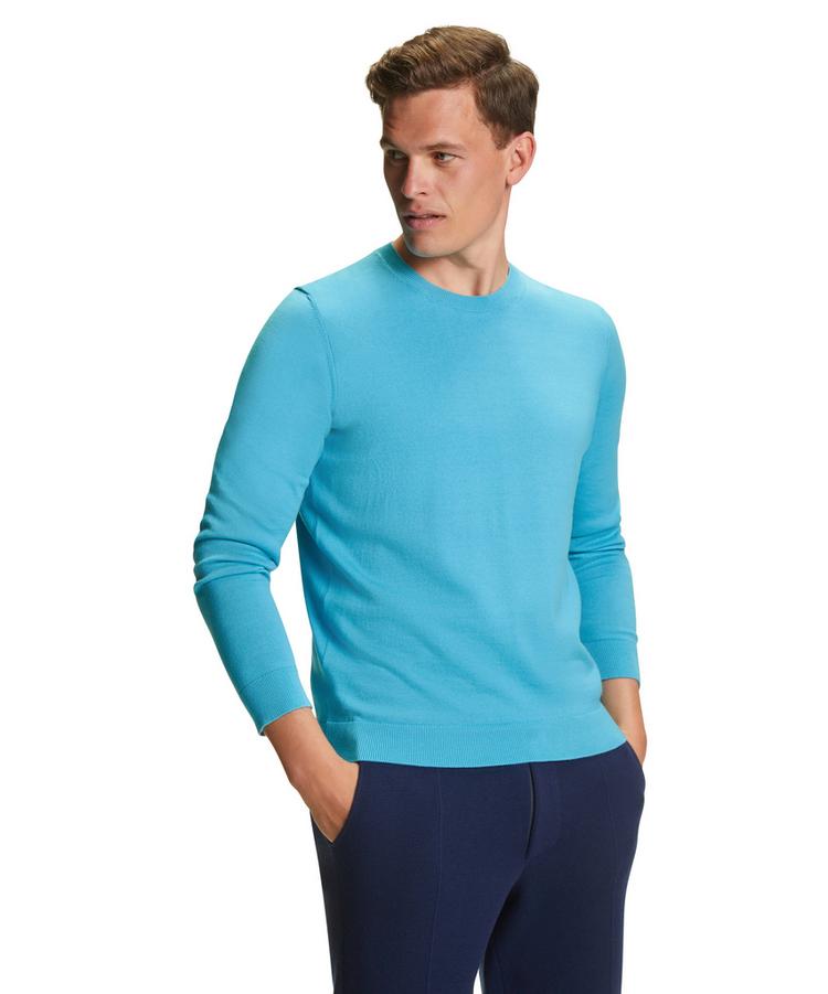 Falke Falke Cotton Crew Neck Strickpullover Herren - azzurro (6894) - 3 | SportScheck