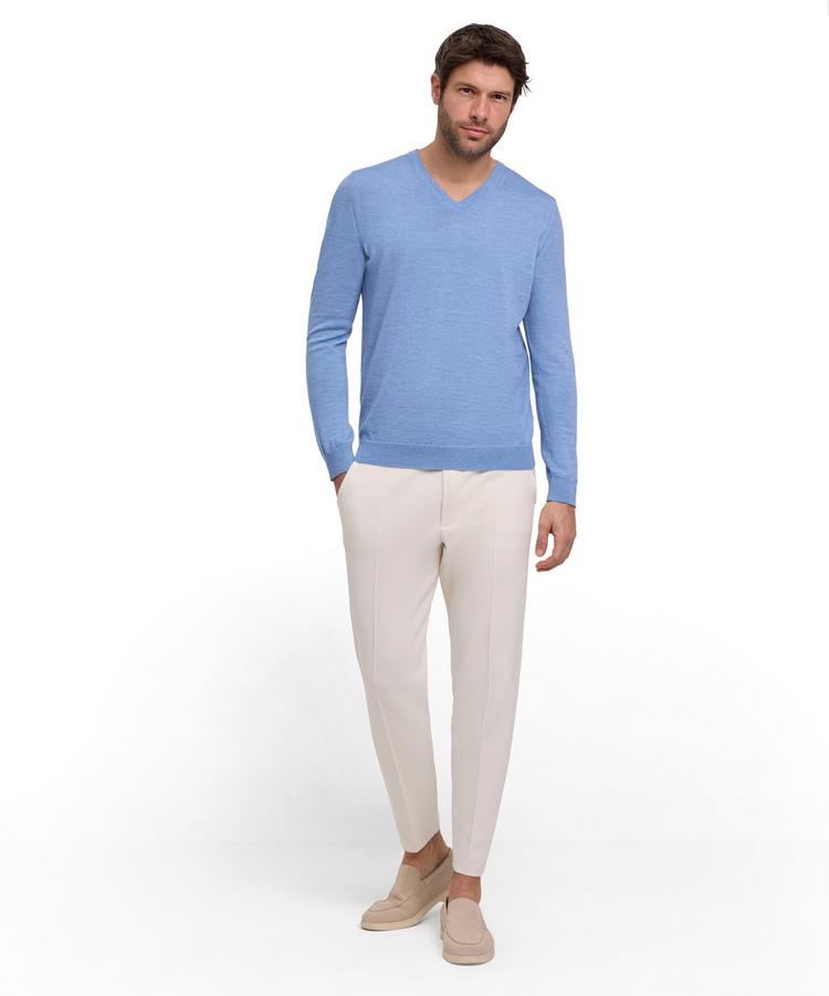 Falke Falke Merino X-Fine V-Neck Strickpullover Herren - azur mel. (6857) - 1 | SportScheck