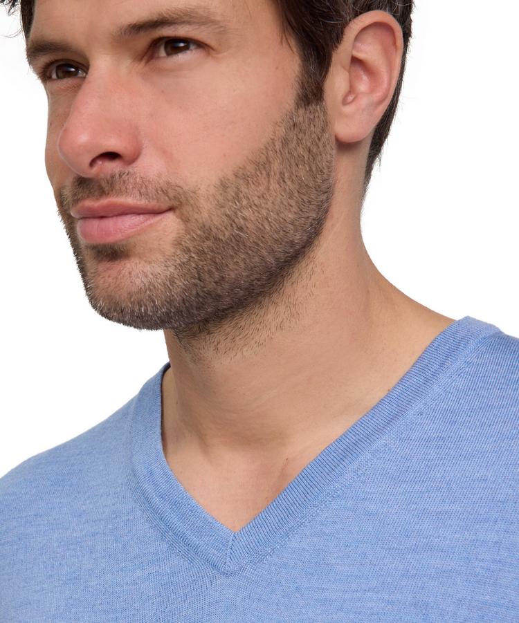 Falke Falke Merino X-Fine V-Neck Strickpullover Herren - azur mel. (6857) - 3 | SportScheck