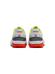 Rückansicht von hummel COURT CONTROL II Hallenschuhe BRIGHT WHITE/TANGERINE TANGO