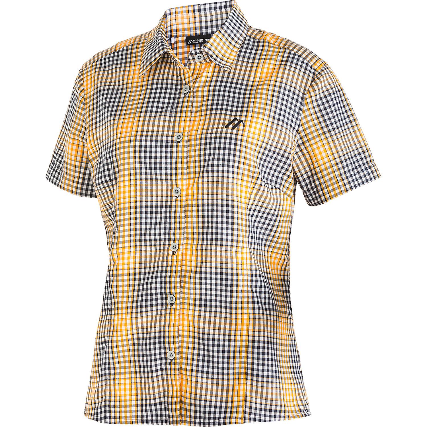 Maier Sports PHILINA Bluse Green/Sulphur - Kurzarm Outdoor Bluse Mit Karomuster
