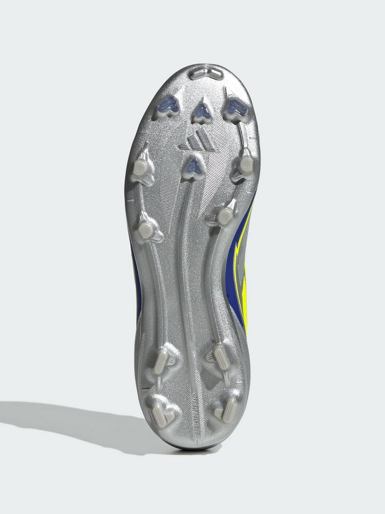 adidas adidas F50 Elite Messi Kids FG Fu&szlig;ballschuh Fu&szlig;ballschuhe Kinder - Silver Metallic / Solar Yellow / Lucid Blue - 1 | SportScheck