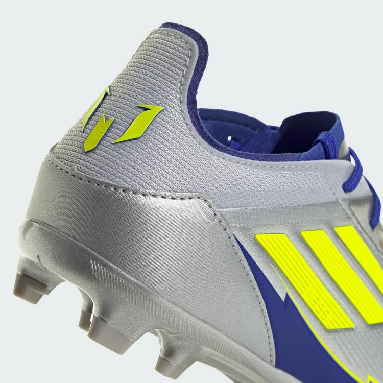 adidas adidas F50 Elite Messi Kids FG Fu&szlig;ballschuh Fu&szlig;ballschuhe Kinder - Silver Metallic / Solar Yellow / Lucid Blue - 6 | SportScheck