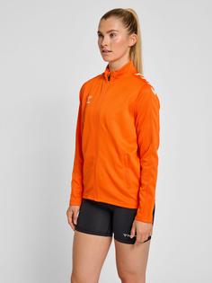 Rückansicht von hummel hmlCORE XK POLY ZIP SWEAT WOMAN Funktionssweatshirt Damen ORANGE TIGER