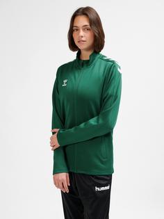 Rückansicht von hummel hmlCORE XK POLY ZIP SWEAT WOMAN Funktionssweatshirt Damen EVERGREEN