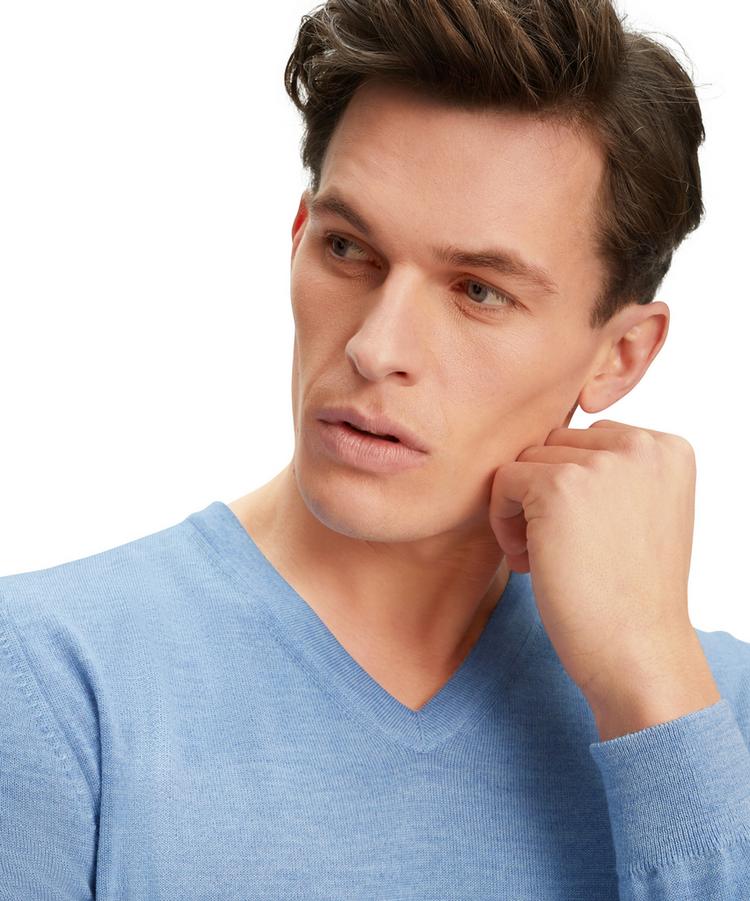 Falke Falke Merino X-Fine V-Neck Strickpullover Herren - azur mel. (6857) - 7 | SportScheck