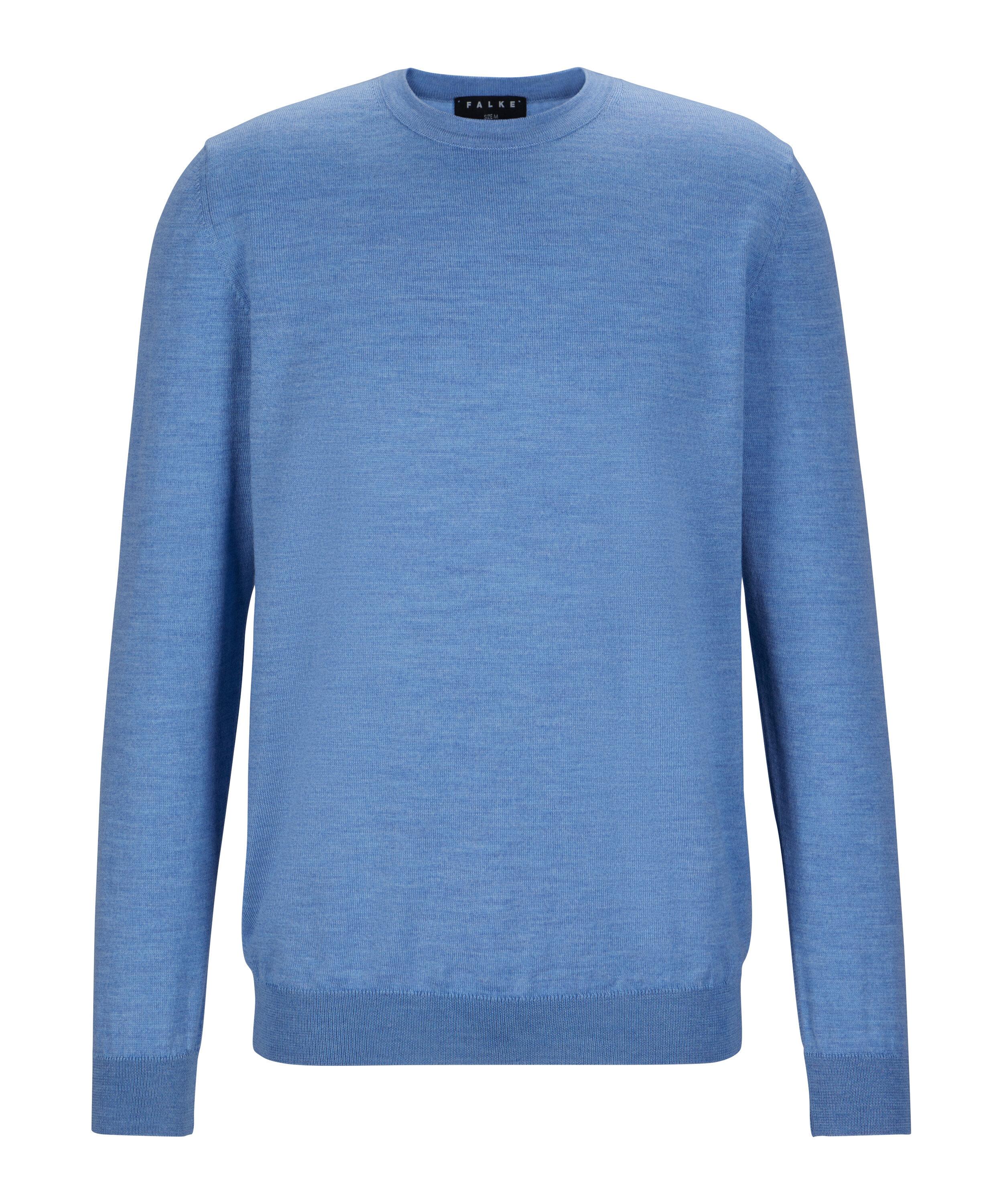 Falke Merino X-Fine Crew Neck Strickpullover Herren - azur mel. (6857)