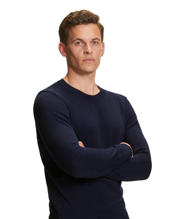 Falke Falke Cotton Crew Neck Strickpullover Herren - night sky (6437) - 4 | SportScheck