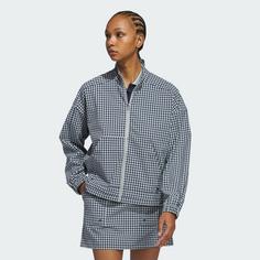 Rückansicht von adidas Ultimate365 Gingham Jacke Trainingsjacke Damen Collegiate Navy / Wonder Silver