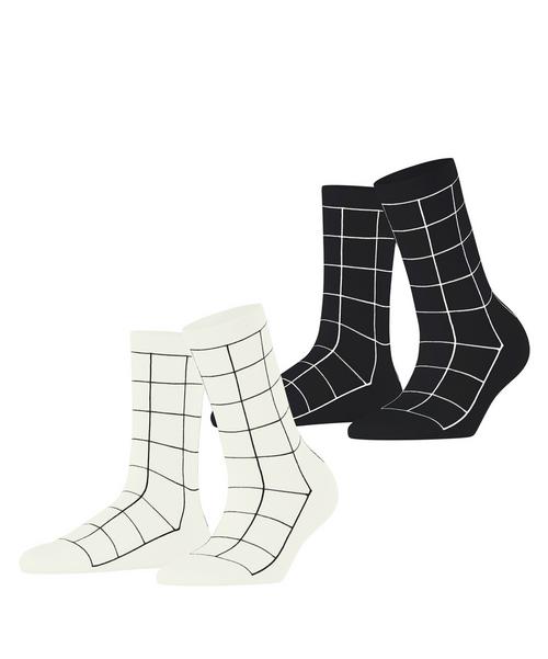 ESPRIT Sketched Grid 2-Pack Socken Damen