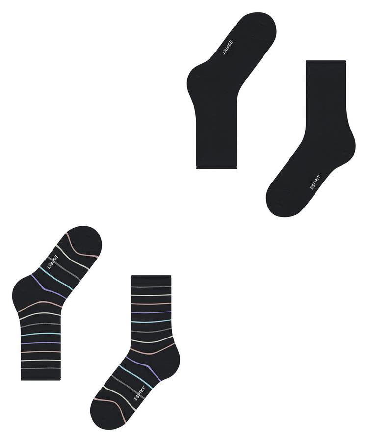 ESPRIT ESPRIT Multi Stripe SO  2-Pack Socken Damen - black (3000) - 2 | SportScheck
