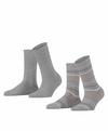 ESPRIT Multi Stripe SO  2-Pack Socken Damen - light grey (3400)