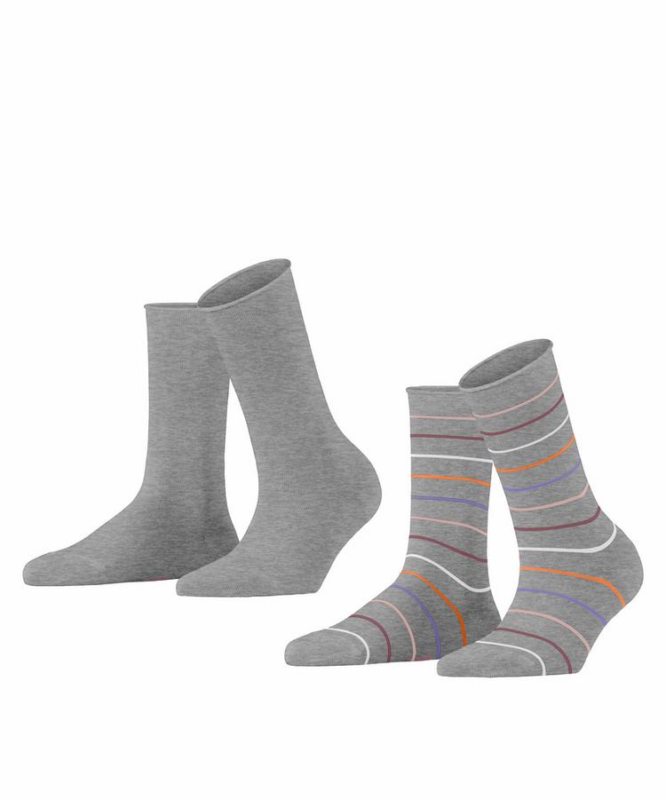 ESPRIT ESPRIT Multi Stripe SO  2-Pack Socken Damen - light grey (3400) - 0 | SportScheck