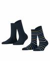 ESPRIT Multi Stripe SO  2-Pack Socken Damen - marine (6120)