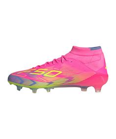 Rückansicht von adidas F50 Elite Mid FG Mystic Victory Damen Fußballschuhe Damen rosagelb