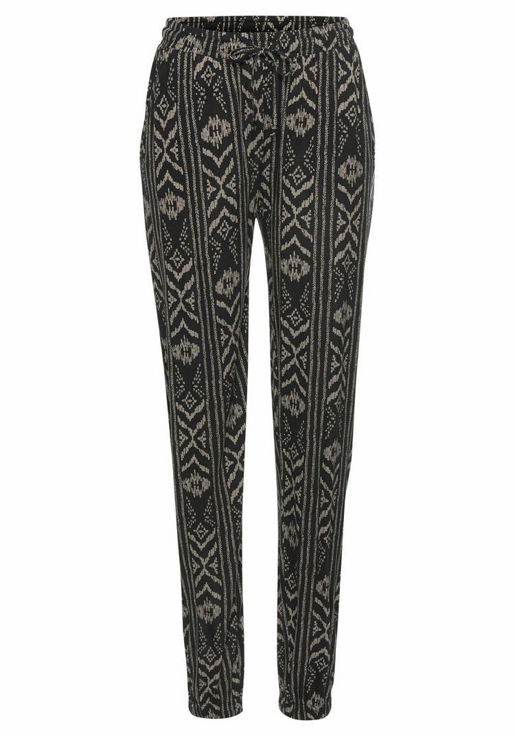 Lascana Lascana Jerseyhose Printhose Damen - schwarz-creme-bedruckt - 0 | SportScheck