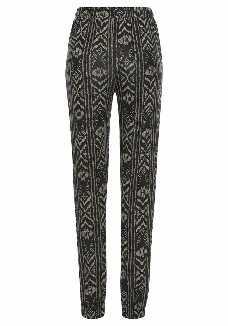 Lascana Lascana Jerseyhose Printhose Damen - schwarz-creme-bedruckt - 0 | SportScheck
