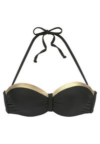 Lascana B&uuml;gel-Bandeau-Bikini-Top Bikini Oberteil Damen - schwarz-goldfarben