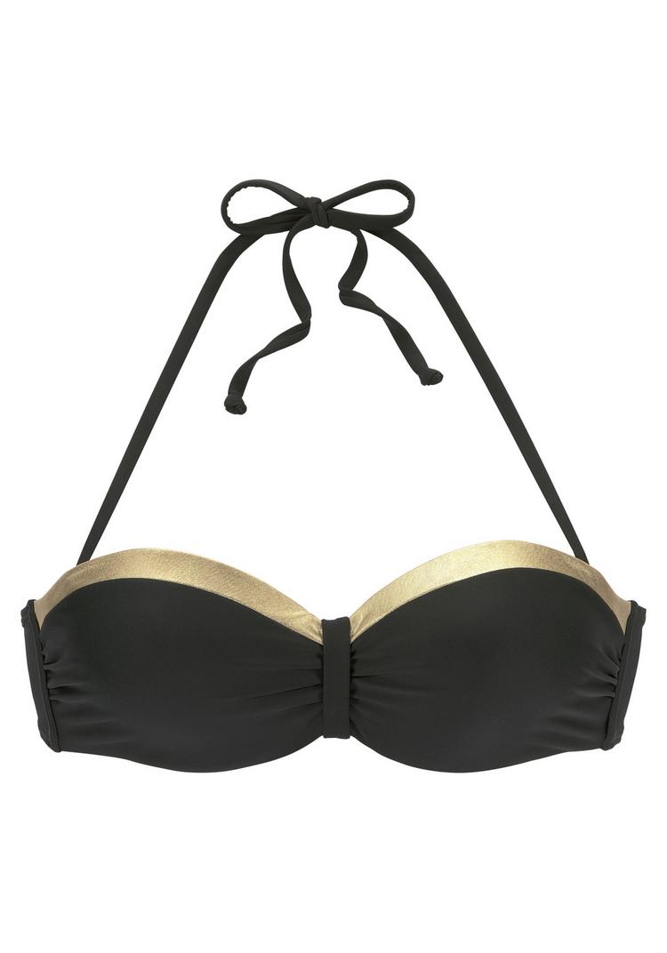 Lascana Lascana B&uuml;gel-Bandeau-Bikini-Top Bikini Oberteil Damen - schwarz-goldfarben - 0 | SportScheck