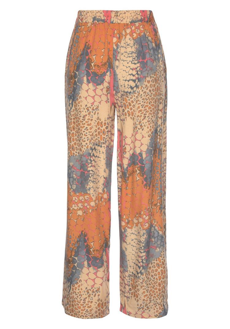 Buffalo Buffalo Palazzohose Stoffhose Damen - orange-blau-bedruckt - 0 | SportScheck
