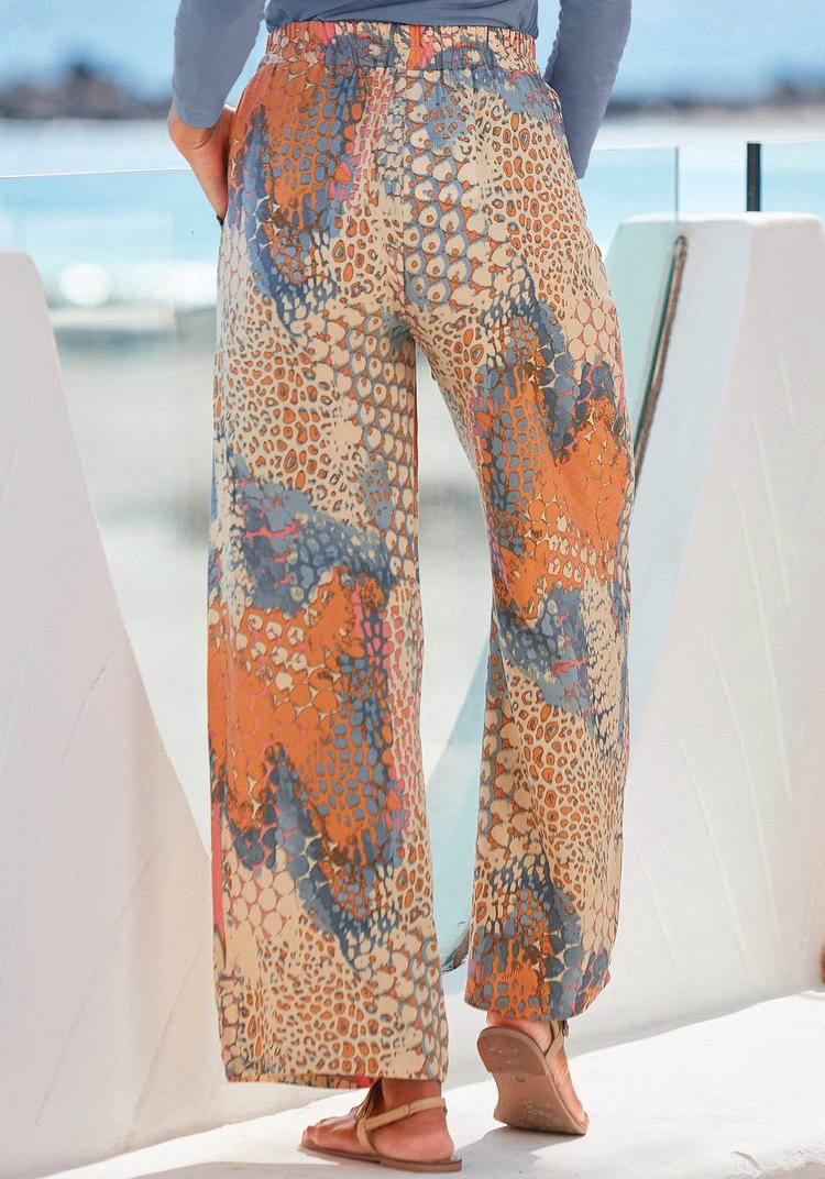 Buffalo Buffalo Palazzohose Stoffhose Damen - orange-blau-bedruckt - 1 | SportScheck