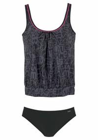 VENICE BEACH Oversize-Tankini Bikini Set Damen - schwarz-grau
