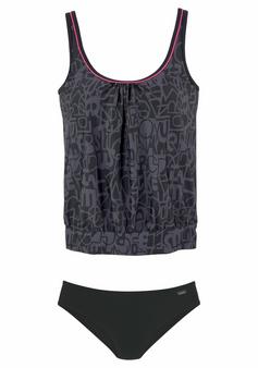 VENICE BEACH Oversize-Tankini Bikini Set Damen schwarz-grau