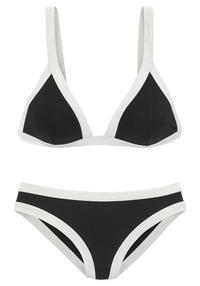 VENICE BEACH Triangel-Bikini Bikini Set Damen - schwarz-wei&szlig;
