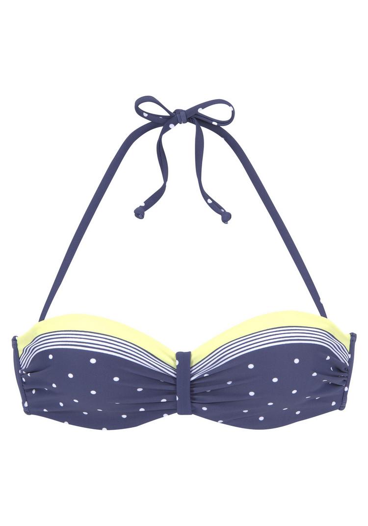 Lascana Lascana B&uuml;gel-Bandeau-Bikini-Top Bikini Oberteil Damen - blau-gelb-bedruckt - 0 | SportScheck