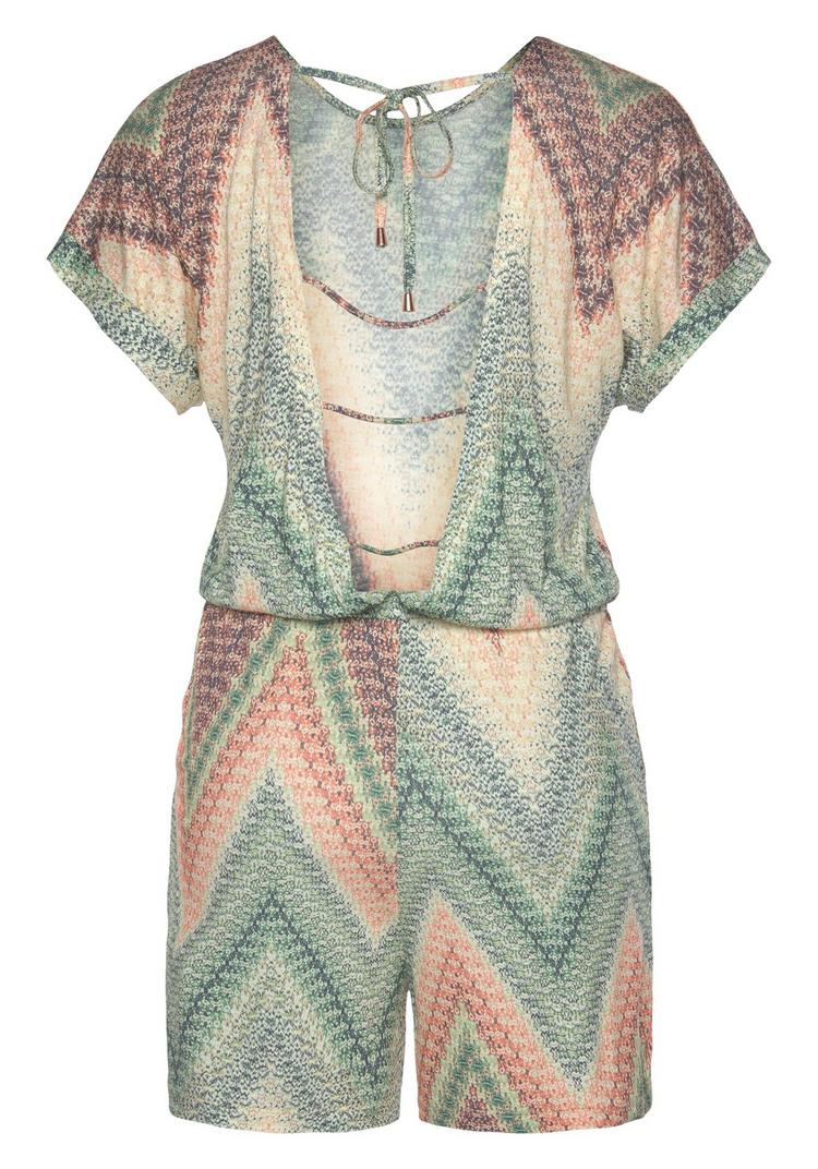 Lascana Lascana Kurzoverall Jumpsuit Damen - gr&uuml;n-rostorange-aubergine-bedruckt - 0 | SportScheck