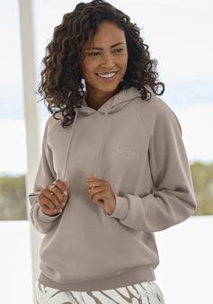 Rückansicht von Lascana Kapuzensweatshirt Hoodie Damen taupe