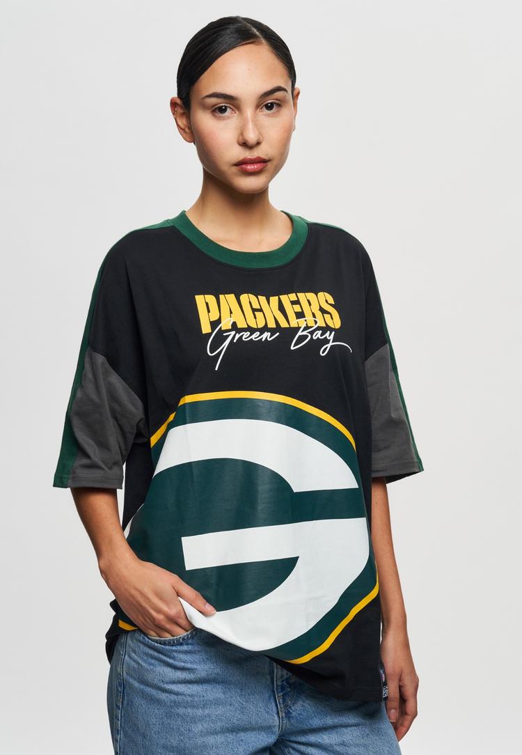 Re:Covered Re:Covered NFL Packers Bay Cut and Sew Oversized Printshirt Herren - Black - 2 | SportScheck