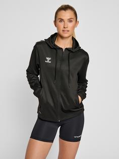 Rückansicht von hummel hmlCORE XK POLY ZIP HOOD SWEAT WOMAN Funktionssweatshirt Damen BLACK/BLACK