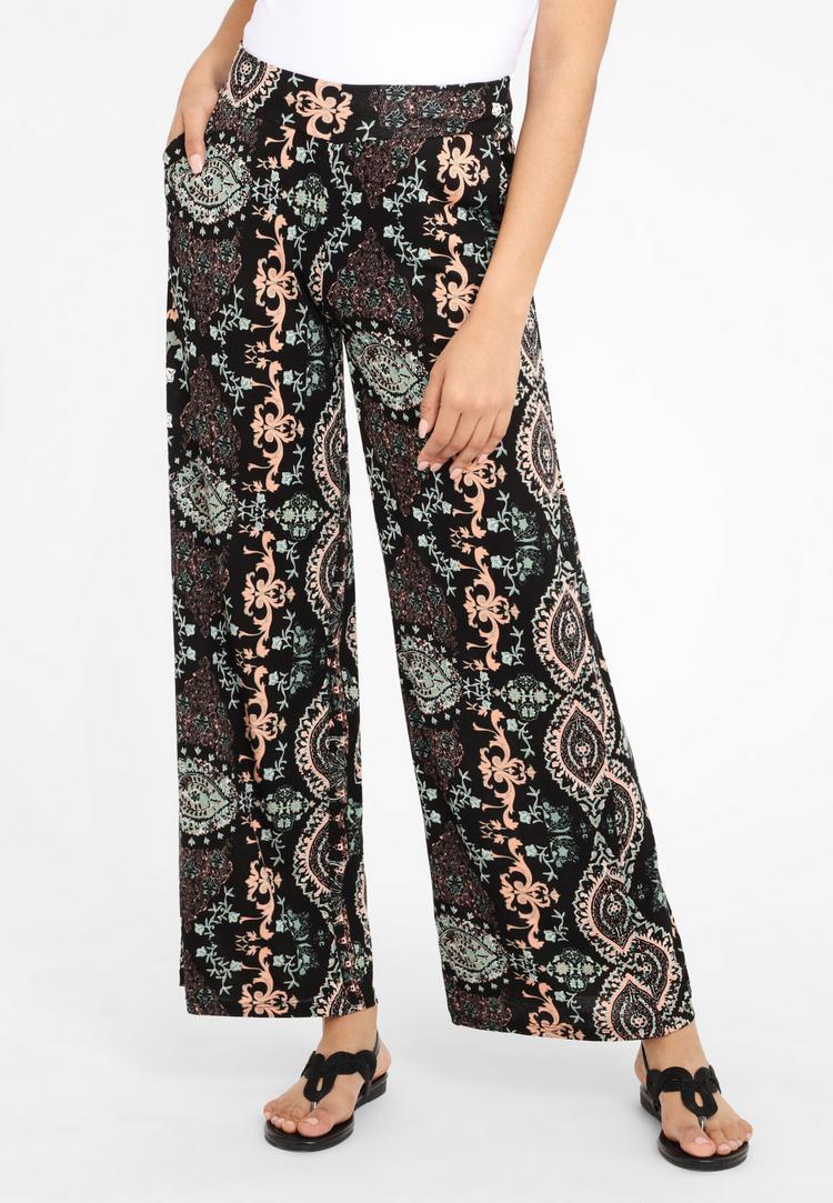 Lascana Lascana Strandhose Stoffhose Damen - schwarz-bedruckt - 2 | SportScheck