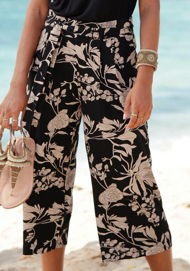 Lascana Lascana Culotte Printhose Damen - schwarz-taupe-bedruckt - 0 | SportScheck