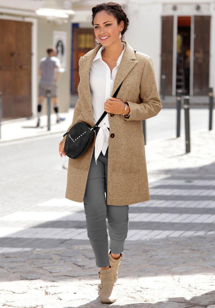 Lascana Lascana Kurzmantel Trenchcoat Damen - camelfarben - 1 | SportScheck